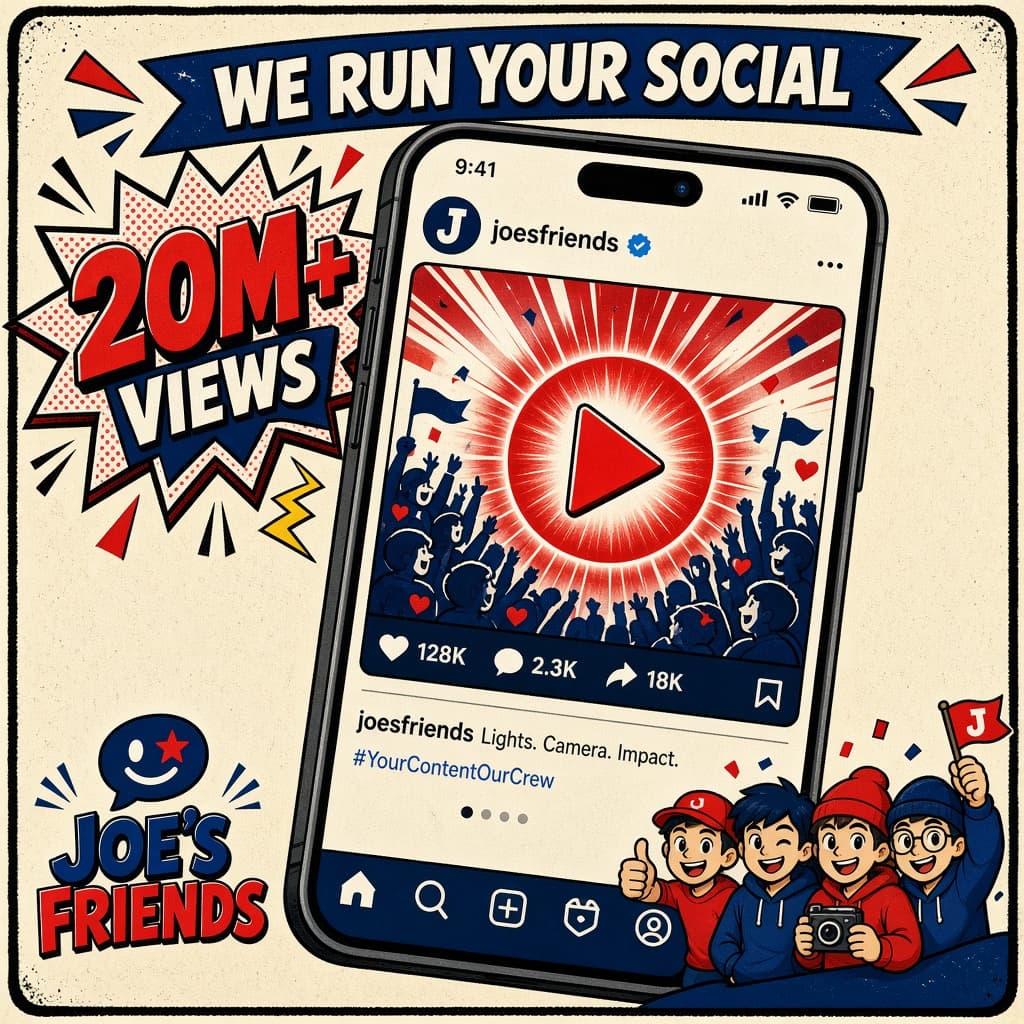 Joe's Friends — we run your social. 20M+ views.