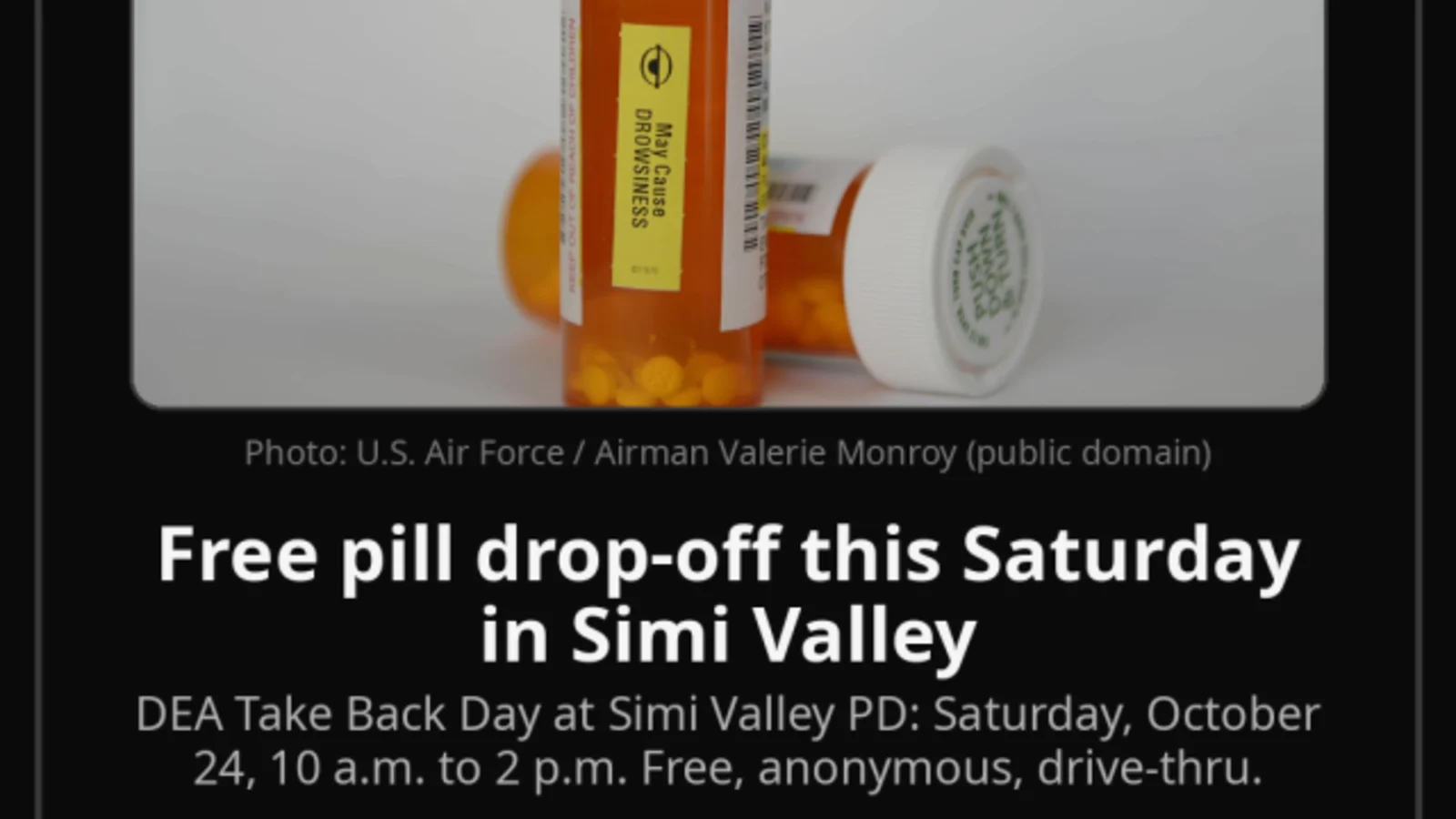 Free Pill Drop-Off Saturday at Simi Valley PD