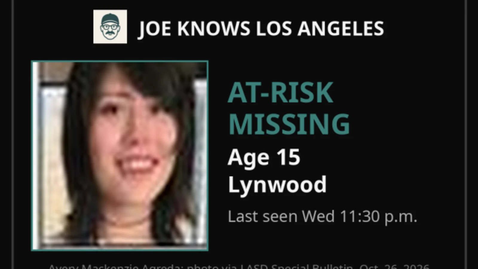 LASD Asks for Help Finding At-Risk Missing Lynwood Teen